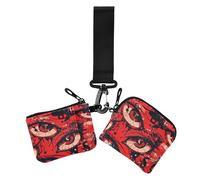 Graffiti Art Red Evil Eyes Women's Coin Pouches Card Holder Small Portable Wristlet Wallet Key Holder with Wristle Strap for Work 2 Pcs recto verso, Graffiti art red evil eyes, Modern