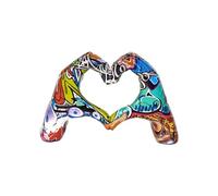 Graffiti Art Sculpture, Artistic Love Gesture Sculpture, Colorful Creative Gesture Figurine, Resin Hands Sculpture, Heart Shaped Graffiti Statue, Modern Street Art For