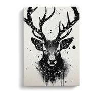 Graffiti Art Stag Canvas Print | Gallery Wrapped 30mm Frame Wall Art | 30x20 inches | Ready to Hang | Eclectic Animals Picture | Living Room Bedroom Lounge Office