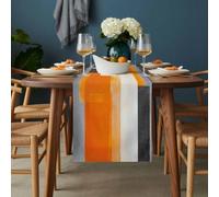 Graffiti Art Table Runner 13x120 inch Abstract Orange Gary Color Stitching Cotton Linen Dining Table Runner Ideal for Dresser Kitchen Coffee Tables - Machine Washable
