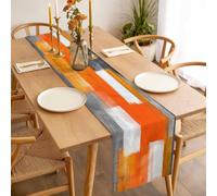Graffiti Art Table Runner 13x36 inch Abstract Gary Orange Color Stitching Cotton Linen Dining Table Runner Ideal for Dresser Kitchen Coffee Tables - Machine Washable