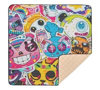 Graffiti Art Trend Play Stickers Large Stylish Baby Gym & Activity Mat for Indoor Outdoor 1-Piecing Baby Crawling Mat for Baby Toddler Infant, 50'' x 50''