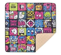 Graffiti Art Trend Play Stickers Soft Padded Baby Activity Play Mat for Indoor Outdoor Non-Toxic Baby Kick Crawling Mat for Baby Kids Toddlers Infants, 50'' x 50''