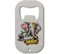 Graffiti Artist Painting Colorful Elephant Stainless Steel Bottle Opener Silver