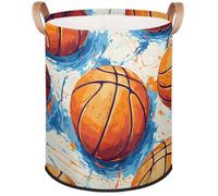Graffiti Basketball Laundry Basket Foldable Basketball Laundry Hamper Round Storage Basket With Handle For Bathroom/Laundry Storage/Bedroom Storage Basket