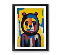 Graffiti Bear Abstract Framed Print | A4 Black Framed Wall Art | Ready to Hang | Eclectic Animal Picture | Living Room Bedroom Lounge Office
