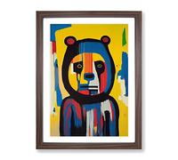Graffiti Bear Abstract Framed Wall Art Print A2 Walnut