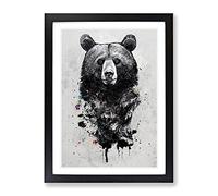 Graffiti Bear No.1 Framed Print | A2 Black Framed Wall Art | Ready to Hang | Eclectic Animal Picture | Living Room Bedroom Lounge Office