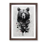 Graffiti Bear No.1 Framed Print | A2 Walnut Framed Wall Art | Ready to Hang | Eclectic Animal Picture | Living Room Bedroom Lounge Office