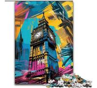 Graffiti Big Ben Jigsaw Puzzles for Teenagers 1000 Piece, Stress Reliever Difficult Challenge for Home Decoration for 14+ (26x38cm)