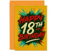 Graffiti Birthday Card for Teenage Boy, 'HAPPY 18TH BIRTHDAY' Gift, Colourful Graphic Design for Him Son Grandson Nephew Godson Brother Family Teenager, Blank Inside with Envelope