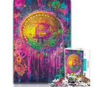Graffiti Bitcoin 1000 Pieces Jigsaw Puzzle For Adults Teens,Help The Brain Exercise Addictive Toys to Cultivate Patience Unique Challenge Game (75x50cm)
