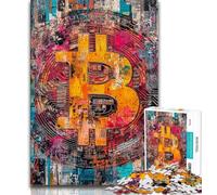 Graffiti Bitcoin 1000 Pieces Jigsaw Puzzles For Teens And Adults,Educational Toys Is Ideal As A Gift for The Whole Family 50x75cm