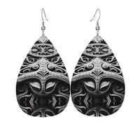 Graffiti Black and White Leather earrings, European and American style earrings for young women, birthday gifts/Valentine's Day gifts