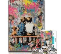 Graffiti Boy And Girl 1000 Pieces Jigsaw Puzzle for Adults& Teens,Challenging Game And Family Play for Is Ideal As A Gift for The Whole Family (38x26cm)