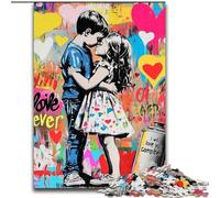 Graffiti Boy And Girl 1000 Pieces Jigsaw Puzzles for Adults And Teens, Learning Educational Toys Family Games with Matching Poster And Trivia Sheet (26x38cm)