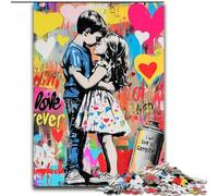 Graffiti Boy And Girl JigsawPuzzle 1000 Pieces for Teenagers, Interesting Stress Reduction Parent-child Interaction (size 26x38cm)