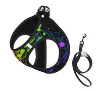 Graffiti Butterfly print Dog Harness and Leash Set, Reflective Adjustable Puppy Vest for Small Medium Large Dogs, Cats