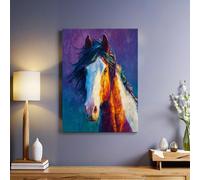 Graffiti Canvas Wall Art Watercolor animal horse 60 x 40 cm Framed Poster Print Elegant Picture Modern Home Decoration for Bedroom Lounge Corridor