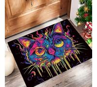 Graffiti Cat Door Mats Indoor 60 X 90 Cm, Machine Washable Inside Door Mat, Punk Style Soft Doormats,Absorbent Entrance Rug, Anti-Slip Floor Mats For Front Rear Doors (Mixed Colors)