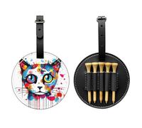 Graffiti Cat Head Black Printed golf tee storage bag - portable design, easy to organize tee, Black, One Size