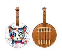 Graffiti Cat Head Black Printed golf tee storage bag - portable design, easy to organize tee, Brown, One Size