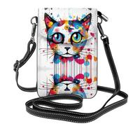Graffiti Cat Head Lightweight leather crossbody phone bag, women's shoulder bag cell phone wallet, travel bag with credit card slots,