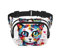 Graffiti Cat Head Printed multifunctional waist bag, unisex trendy messenger bag, travel sports storage bag