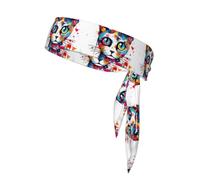 Graffiti Cat Head Sweat-Absorbing Sports Headband, Non-Slip and Adjustable, Running, Basketball, Yoga Sports Headband