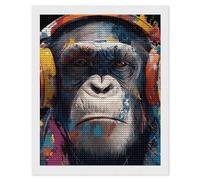 Graffiti Chimp Gorilla with Headphones Diamond Art Painting Kit Full Drill Paint Round Crystal Points for Adult Beginners