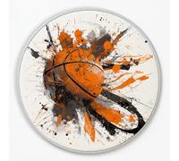 Graffiti Circle Rug Living Room Classic Orange, Ink Wash Basketball Sports Sturdy Thin Low Pile Throw Rug for Entryway - Medium 60 cm