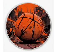 Graffiti Circle Rug Living Room Classic Orange, Style Basketball Sports Sturdy Thin Home Decor Carpet for Children's Room - Large 80 cm
