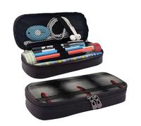 Graffiti Colorful Brick Premium Leather Flip Pencil Case â€“ Stylish Brown Leather Pencil Bag with Zipper Closure, Multi-Purpose for School, Office, Travel & Cosmetics