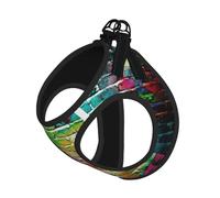 Graffiti Colorful Brick Print Adjustable Harness Leash Set For Cats And Dogs, Soft Breathable Kitten Puppy Mesh Vest With Reflective Design, Escape-Proof Lead For Small Pets Walking Training