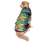Graffiti Colorful Brick Print Dog Hoodie Pet Sweatshirt, Warm, Soft And Breathable Hooded Clothes For Medium To Large Dogs, Easy-To-Wear Design, For Winter And Fall