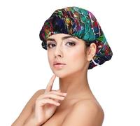 Graffiti Colorful Brick Print Sleeping caps for Women to Protect Hair, Comfortable Nightcap for Curly and Long Hair, Black, One size