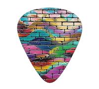 Graffiti Colorful Brick Printed Custom 12 Pieces Guitar Pick In A Box,The Pick Makes Sound Clear, Ukulele, Electric Bass (0.46 0.71 0.96mm)