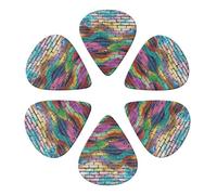 Graffiti Colorful Brick Printed Guitar Picks -6 Pcs Guitar Picks Plectrum,Guitar Accessories,Electric Guitar Pick, Bass & Ukulele 0.96mm