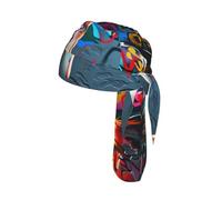 Graffiti Colorful Fist Print Printed Mesh Cycling Bandana, Adjustable Sweat Wicking Skull Cap, for Motorcycle Sport Gear