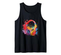 Graffiti Colorful Headphones with Bold Paint Splash Tank Top