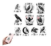 Graffiti Crow Stickers - 10-Piece Decal Set, Halloween Themed Art, Edgy Skull Designs | Alternative Style Decor with Laptop, Skateboard, Luggage Customization