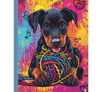 Graffiti Doberman Dog Graph Paper Notebook: 4x4 Grid Composition Book for Math, Drawing, and Notes: Fun Graffiti Dog Cover, 110 Pages, 7.5 x 9.25 in, Perfect for Students, Artists, and Dog Lovers