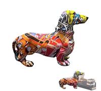 Graffiti Dog Statue - Whimsical Dachshund Art, Colorful Dog Figurine | Dog Sculpture Animal Statue with Eye-Catching Design, Modern Dachshund Statue Decor for Indoor, 7.87 X 2.56 X 5.12inches
