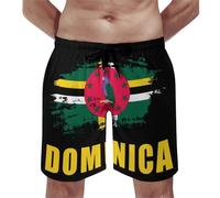 Graffiti Dominica Dominican Flag Men's Swim Trunks Bathing Suit Beach Shorts with Pockets for Vacation