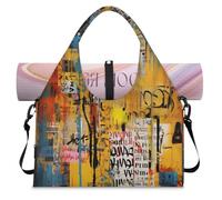 Graffiti Doodle Art Colorful Sports Duffle Bag with Shoe Compartment Weekend Overnight Bags Tote Cabin Luggage Bag for Gym Yoga Travel