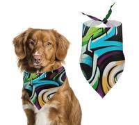 Graffiti Drawing Art Dog Bandana for Small Medium Large Dogs Printing Pattern Adjustable Bibs Scarf Soft Washable Triangle Pet Costume Decor