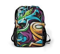 Graffiti Drawing Art Sports Drawstring Backpack,Packsack with Shoe Compartment And Wet Proof Pocket for Youth