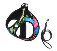Graffiti Drawing Print Dog Harness,Pet Leash Vest,Adjustable And Reflective Vest,For Small To Medium Dogs