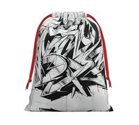 Graffiti Drawing Print Drawstring Gift Bag, Xmas Wrapping Bags For Presents With Birthday Holiday Party