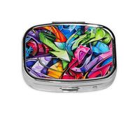 Graffiti Drawing Print Pill Box Portable Pill Case Holde Organizer for Purse Pocket Travel Gifts